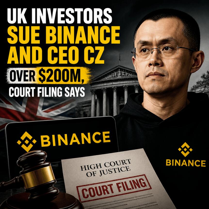 UK Investors Sue Binance and CEO CZ Over $200M, Court Filing Says Uk Investors Sue Binance And Ceo Cz Over $200m, Court Filing Says