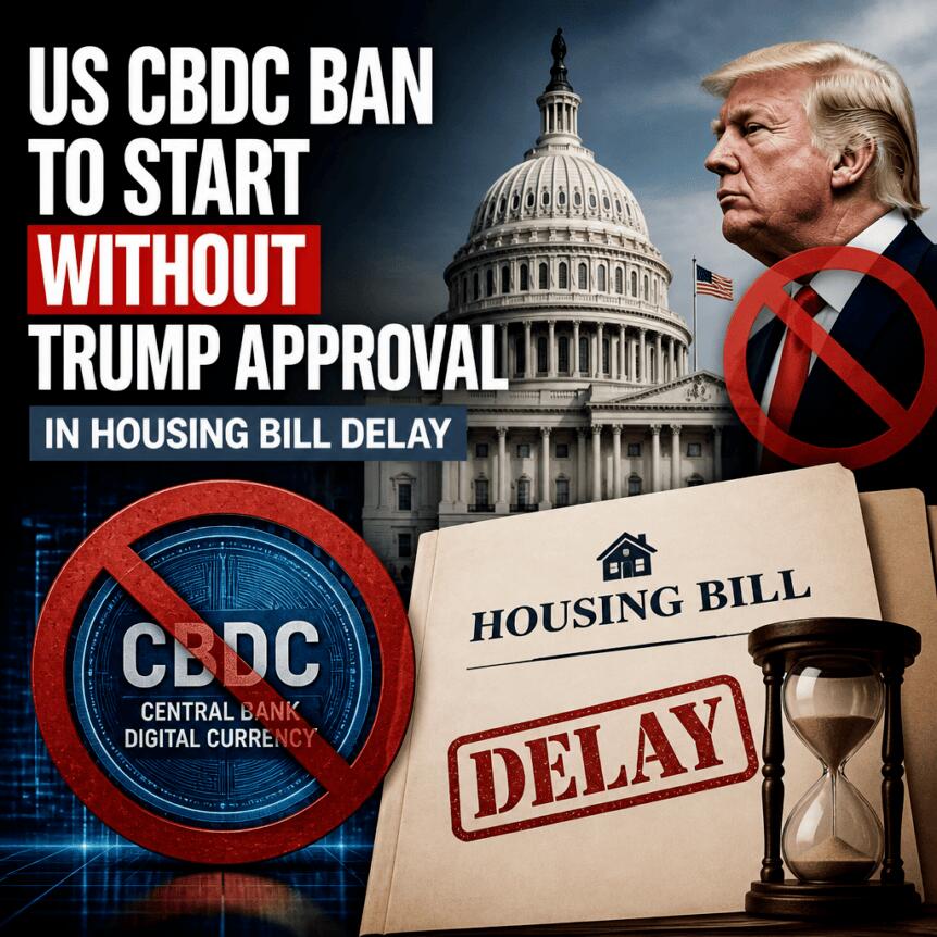 US CBDC Ban to Start Without Trump Approval in Housing Bill Delay