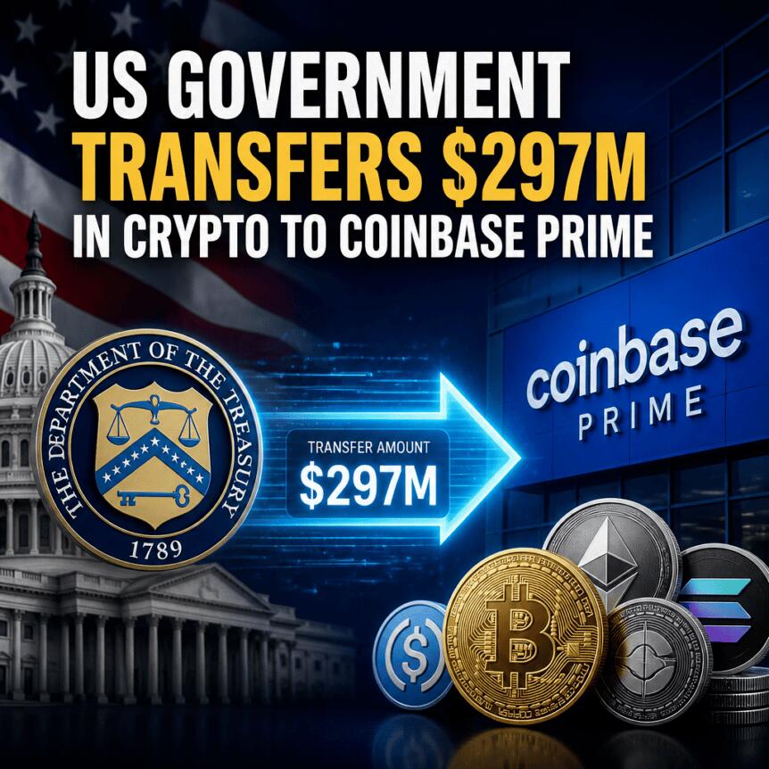 US Government Transfers $297M in Crypto to Coinbase Prime Us Government Transfers $297m In Crypto To Coinbase Prime