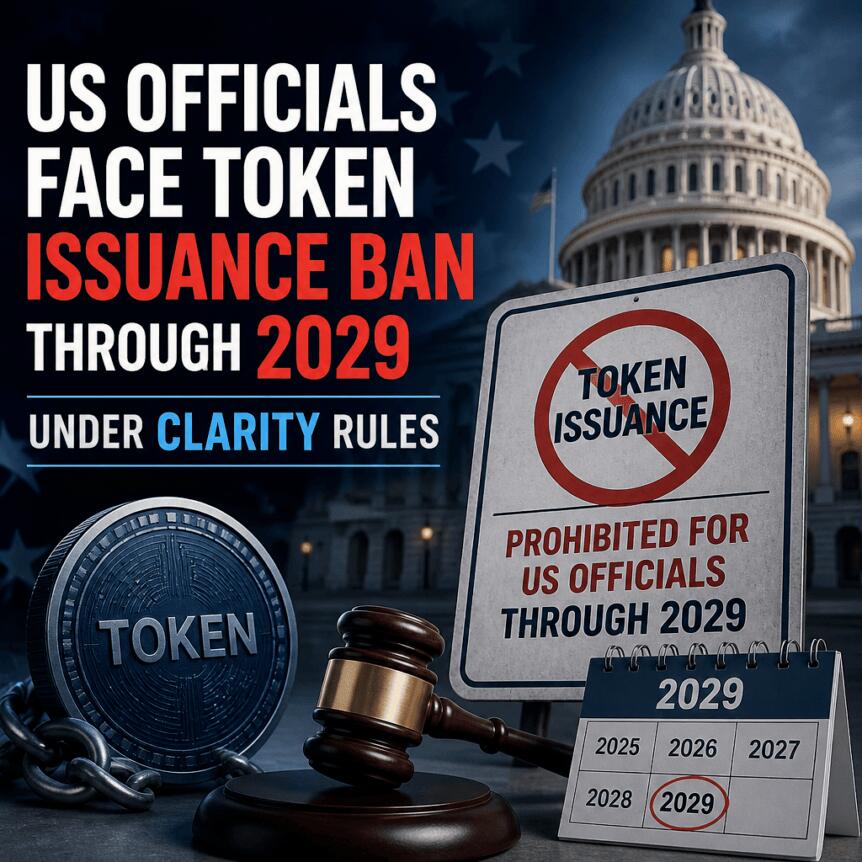 US Officials Face Token Issuance Ban Through 2029 Under CLARITY Rules