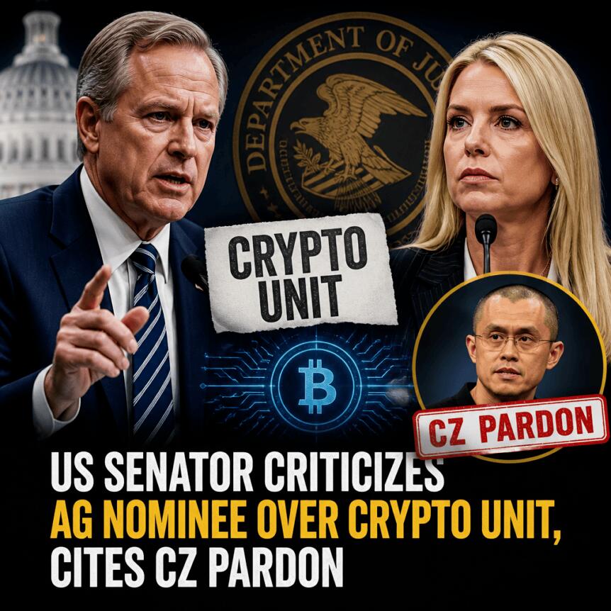 US Senator Criticizes AG Nominee Over Crypto Unit, Cites CZ Pardon Us Senator Criticizes Ag Nominee Over Crypto Unit, Cites Cz Pardon
