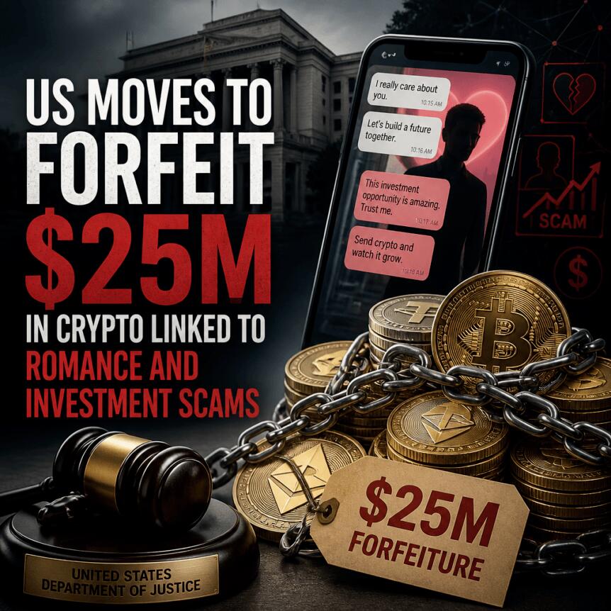 US moves to forfeit $25M in crypto linked to romance and investment scams Us Moves To Forfeit $25m In Crypto Linked To Romance And Investment Scams