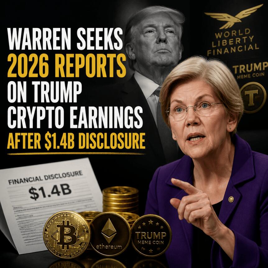 Warren Seeks 2026 Reports On Trump Crypto Earnings After $1.4b Disclosure