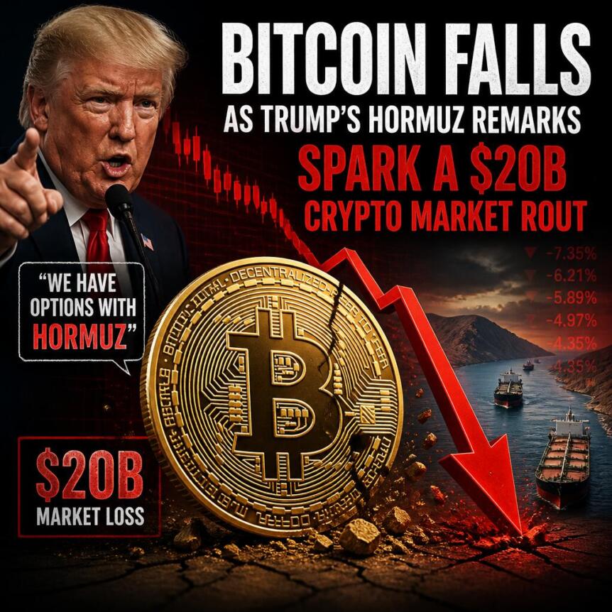 Bitcoin Falls As Trump’s Hormuz Remarks Spark A $20B Crypto Market Rout Bitcoin Falls As Trump S Hormuz Remarks Spark A 20b Crypto Market Rout