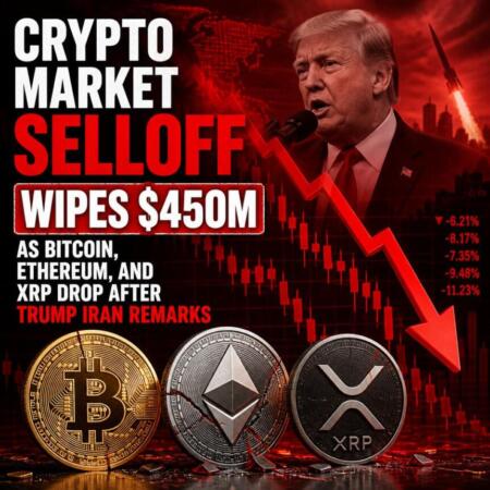 Crypto Market Selloff Wipes $450M As Bitcoin, Ethereum, And XRP Drop After Trump Iran Remarks Crypto Market Selloff Wipes 450m As Bitcoin Ethereum And Xrp Drop After Trump Ir