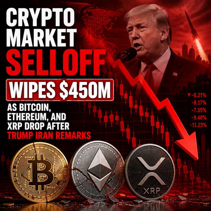Crypto Market Selloff Wipes 450m As Bitcoin Ethereum And Xrp Drop After Trump Ir