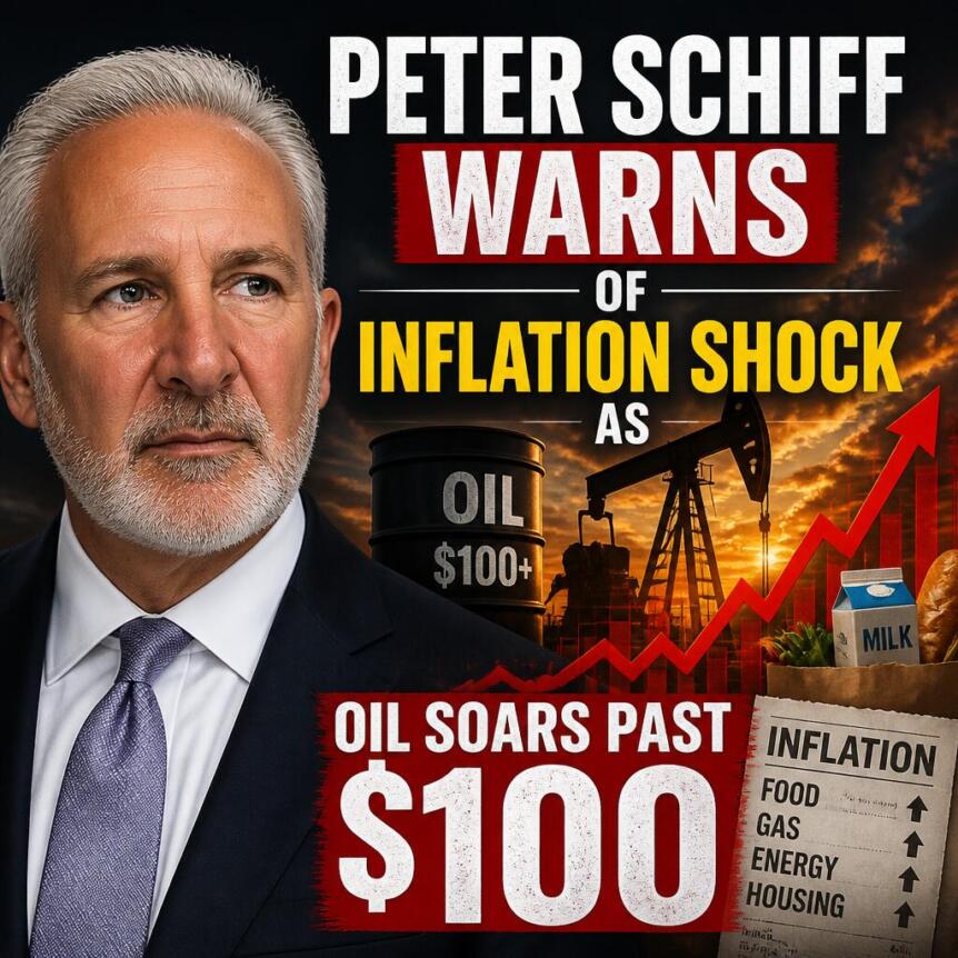 Peter Schiff Warns Of Inflation Shock As Oil Soars Past $100 Peter Schiff Warns Of Inflation Shock As Oil Soars Past 100