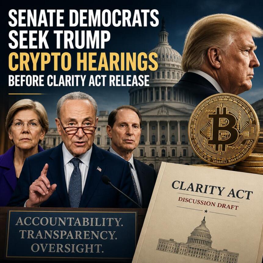 Senate Democrats Seek Trump Crypto Hearings Before Clarity Act Release Senate Democrats Seek Trump Crypto Hearings Before Clarity Act Release