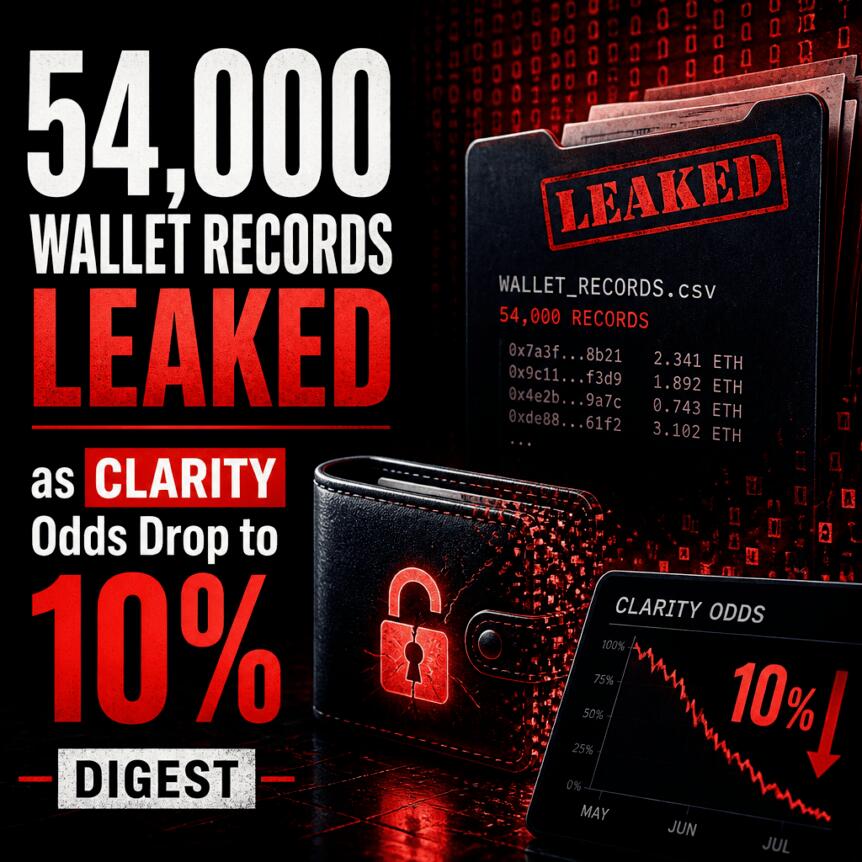 54,000 Wallet Records Leaked As Clarity Odds Drop To 10%: Digest