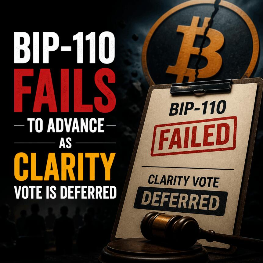 BIP-110 Fails to Advance as CLARITY Vote Is Deferred