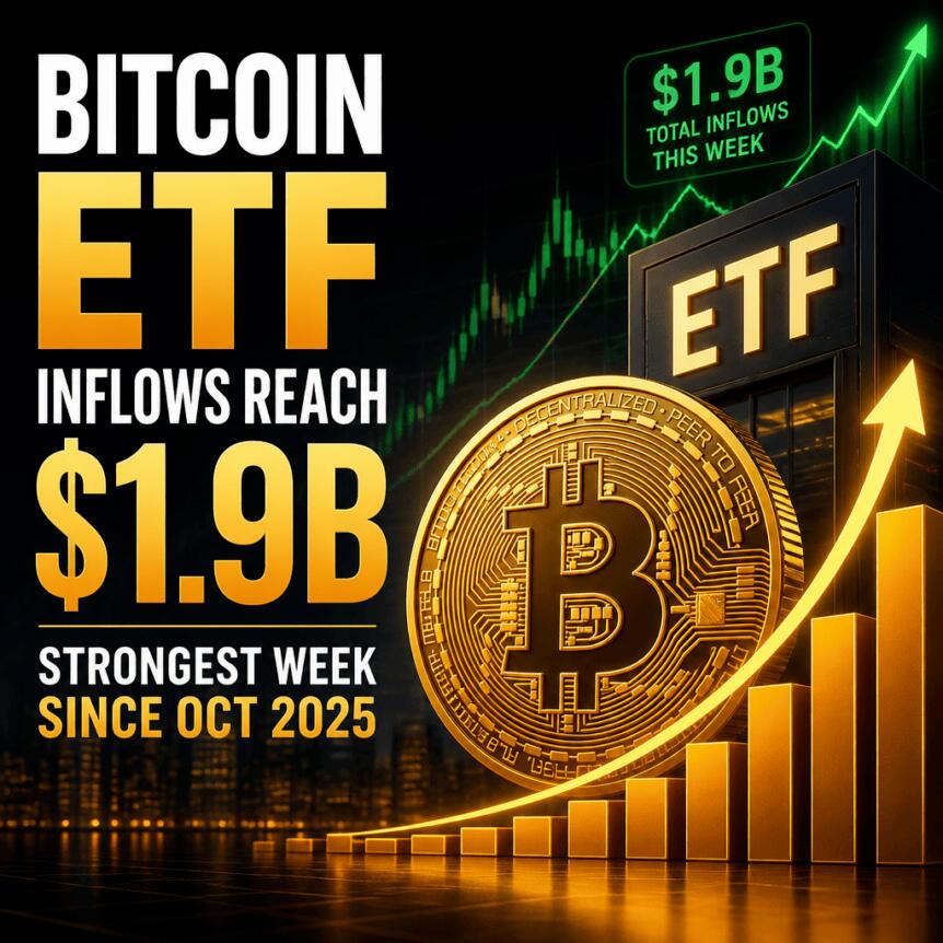 Bitcoin ETF Inflows Reach $1.9B, Strongest Week Since Oct 2025 Bitcoin Etf Inflows Reach $1.9b, Strongest Week Since Oct 2025