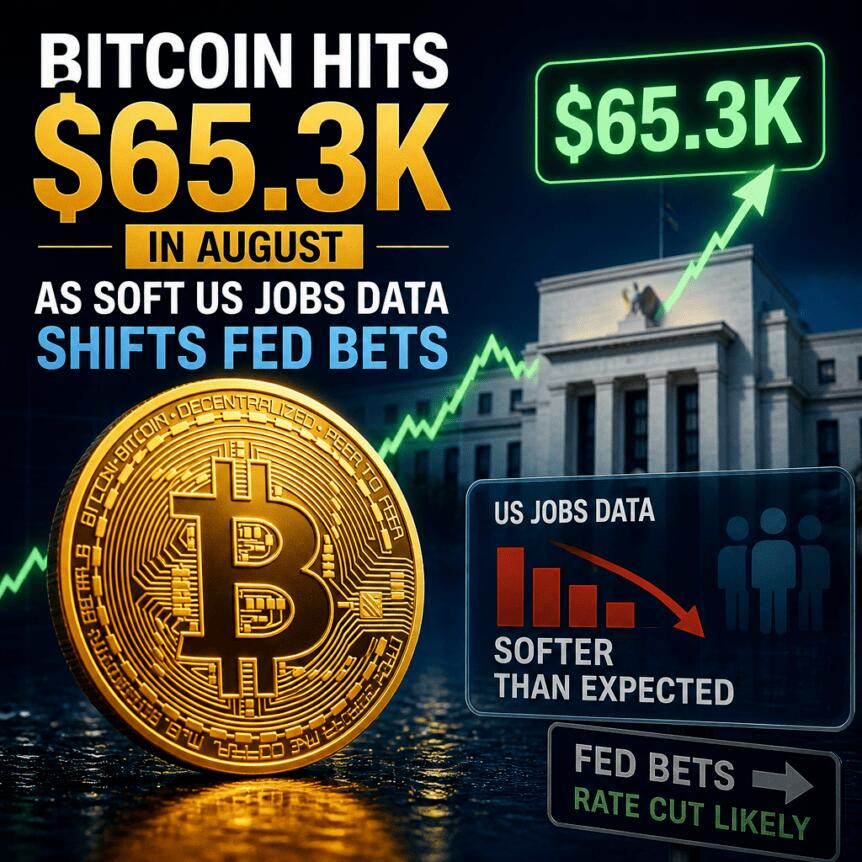 Bitcoin Hits $65.3k In August As Soft Us Jobs Data Shifts Fed Bets