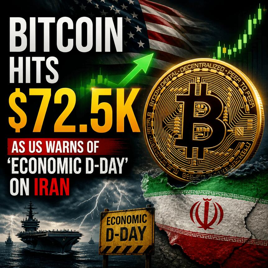 Bitcoin Hits $72.5k As Us Warns Of ‘economic D-Day’ On Iran