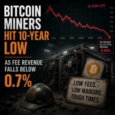 Bitcoin Miners Hit 10-Year Low As Fee Revenue Falls Below 0.7%