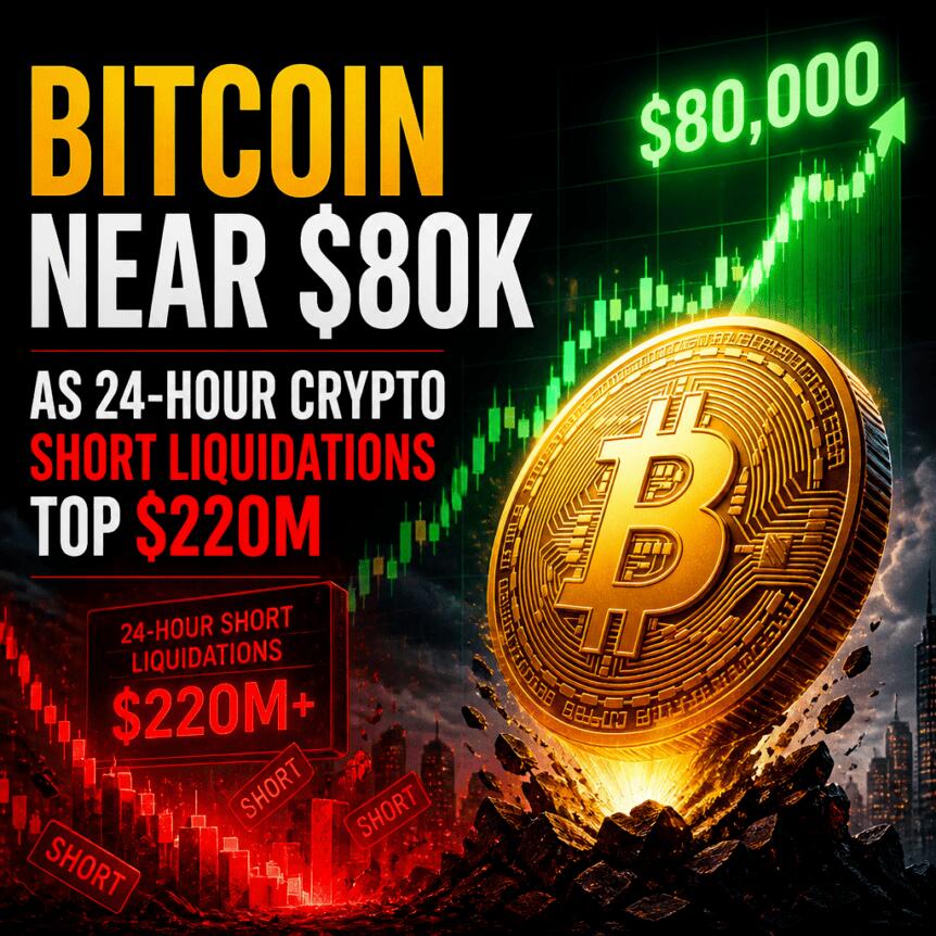 Bitcoin Near $80K as 24-Hour Crypto Short Liquidations Top $220M Bitcoin Near $80k As 24-Hour Crypto Short Liquidations Top $220m