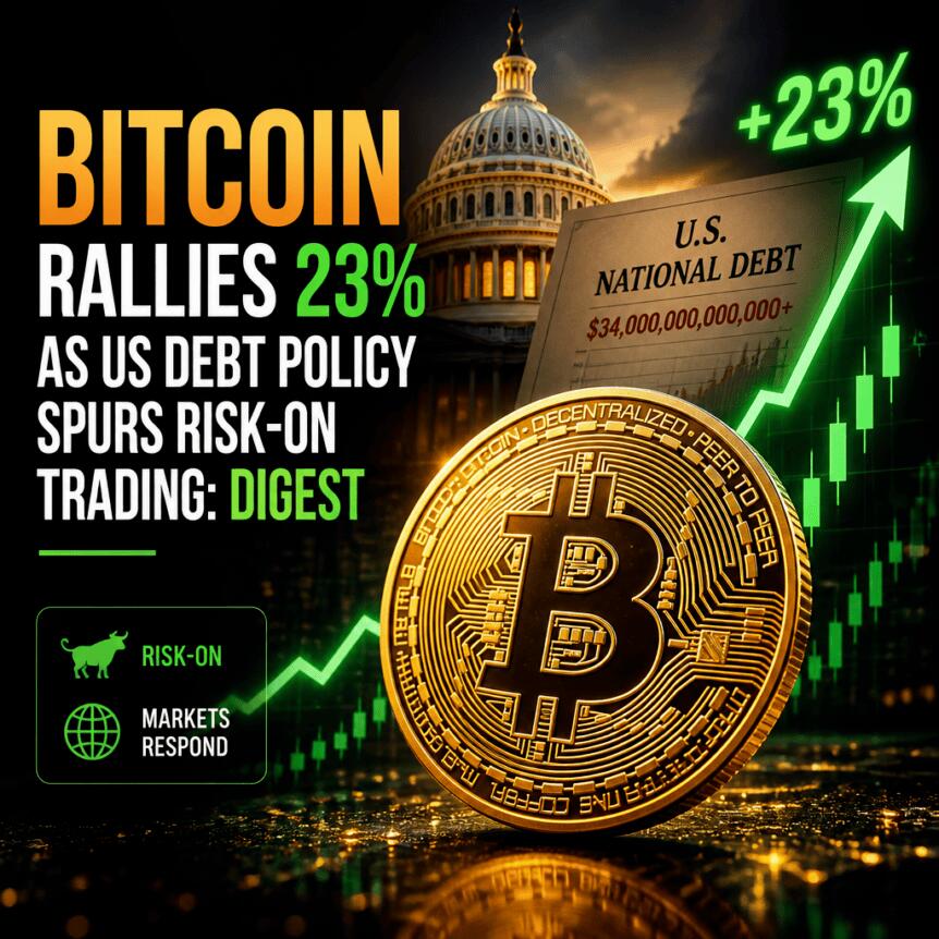 Bitcoin Rallies 23% as US Debt Policy Spurs Risk-On Trading: Digest Bitcoin Rallies 23% As Us Debt Policy Spurs Risk-On Trading: Digest
