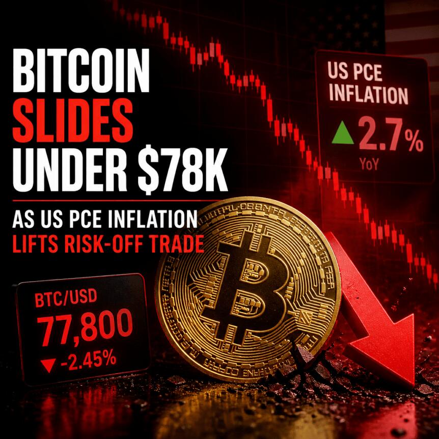 Bitcoin Slides Under $78k As Us Pce Inflation Lifts Risk-Off Trade