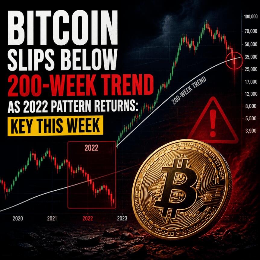 Bitcoin Slips Below 200-Week Trend As 2022 Pattern Returns: Key This Week