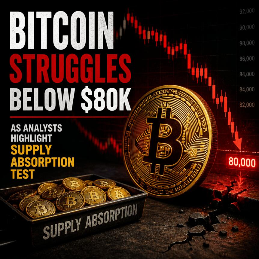Bitcoin Struggles Below $80K as Analysts Highlight Supply Absorption Test Bitcoin Struggles Below $80k As Analysts Highlight Supply Absorption Test