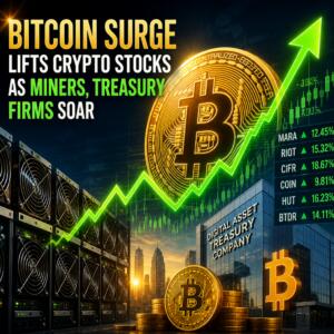 Bitcoin Surge Lifts Crypto Stocks as Miners, Treasury Firms Soar Bitcoin Surge Lifts Crypto Stocks As Miners, Treasury Firms Soar
