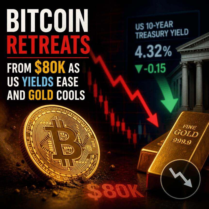 Bitcoin Retreats From $80k As Us Yields Ease And Gold Cools