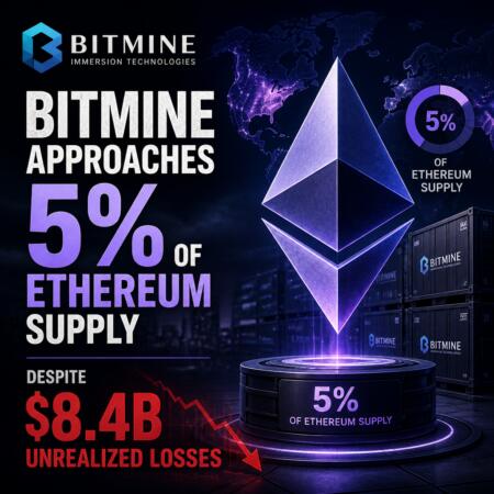 Bitmine Approaches 5% Of Ethereum Supply, Despite $8.4b Unrealized Losses