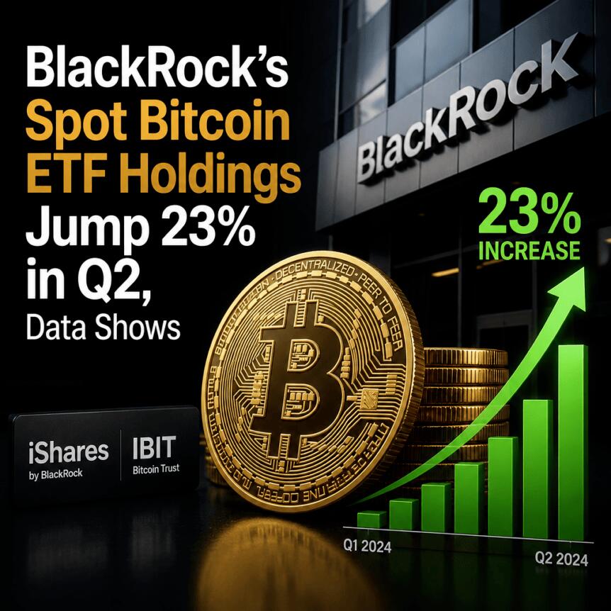 Blackrock’s Spot Bitcoin Etf Holdings Jump 23% In Q2, Data Shows