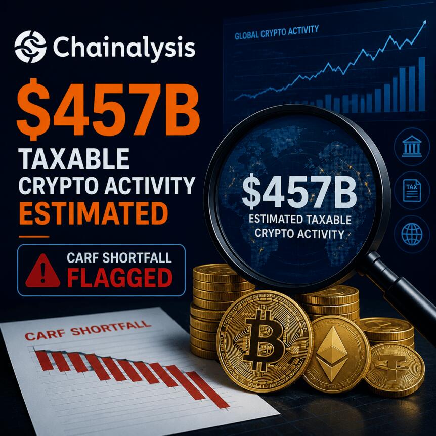Chainalysis: $457B taxable crypto activity estimated; CARF shortfall flagged Chainalysis: $457b Taxable Crypto Activity Estimated; Carf Shortfall Flagged
