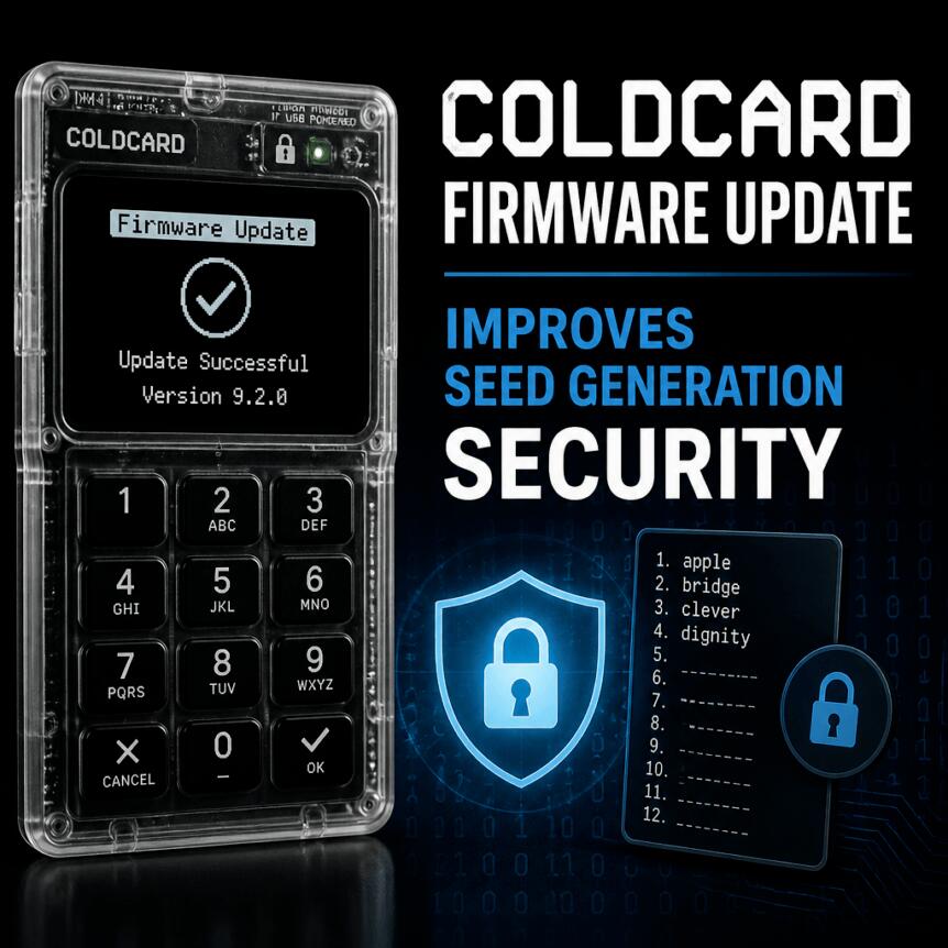 Coldcard Firmware Update Improves Seed Generation Security Coldcard Firmware Update Improves Seed Generation Security