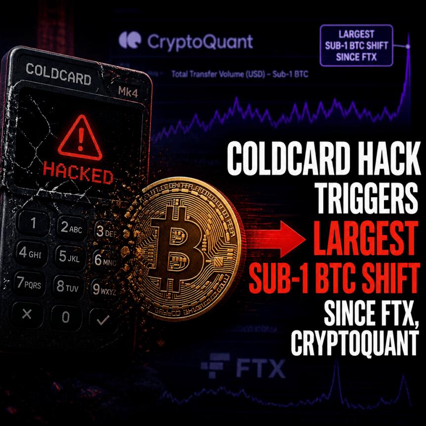 Coldcard Hack Triggers Largest Sub-1 BTC Shift Since FTX, CryptoQuant Coldcard Hack Triggers Largest Sub-1 Btc Shift Since Ftx, Cryptoquant