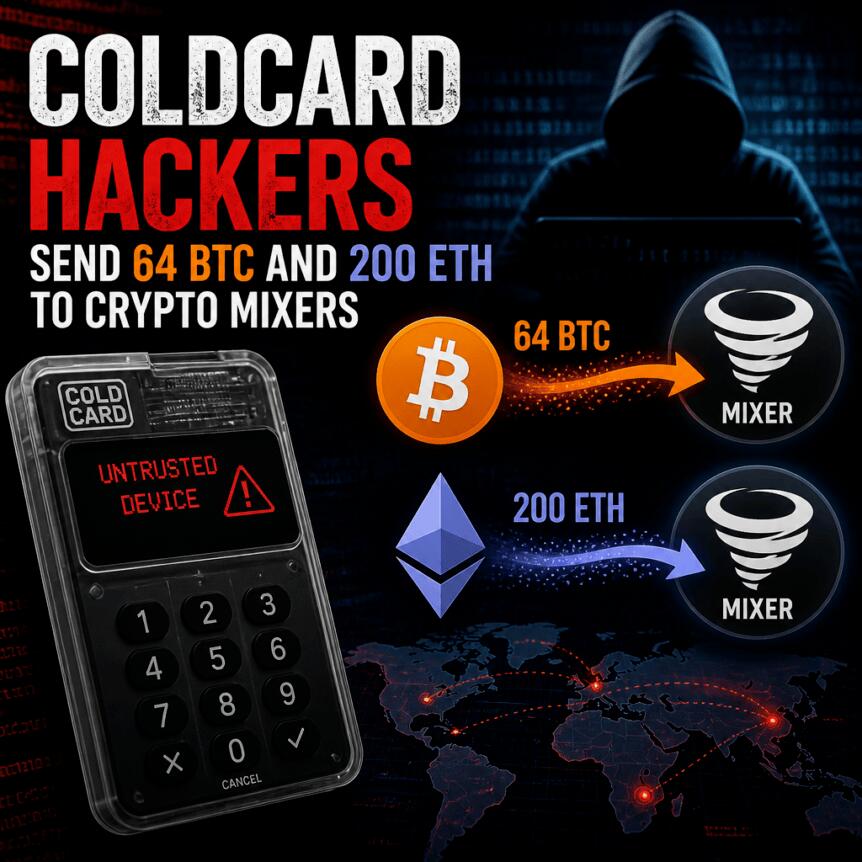 Coldcard Hackers Send 64 Btc And 200 Eth To Crypto Mixers