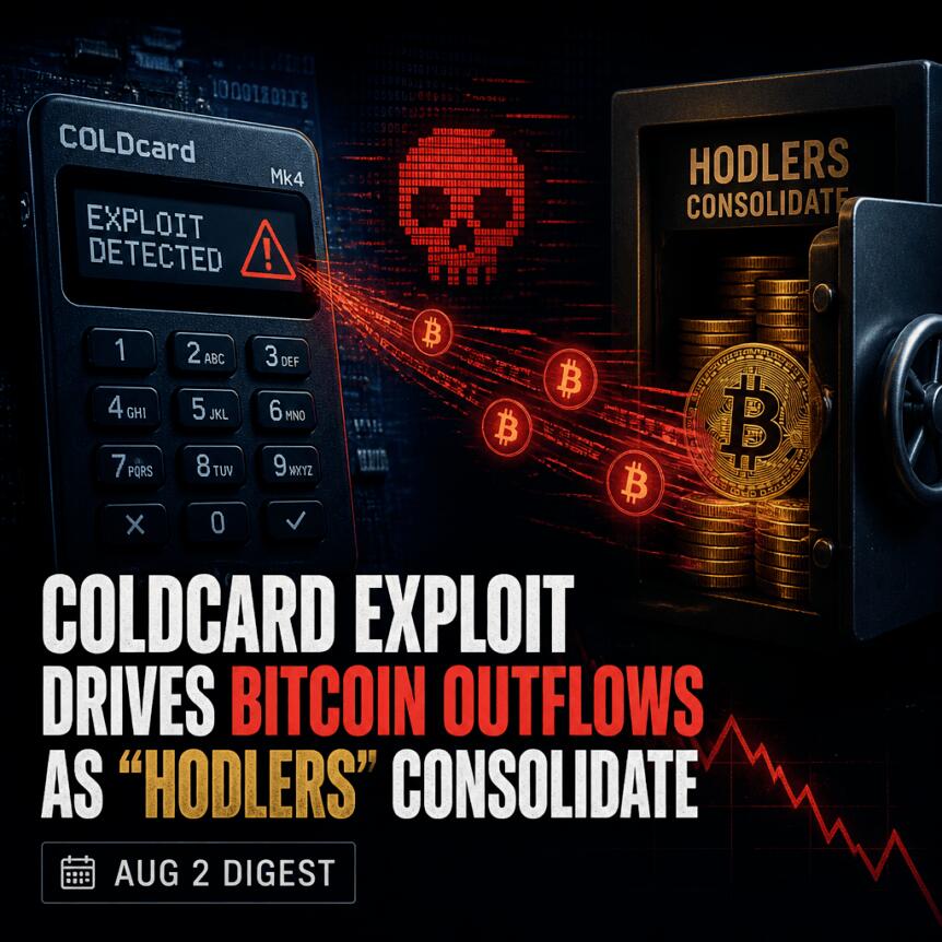 Coldcard Exploit Drives Bitcoin Outflows As “hodlers” Consolidate—aug 2 Digest