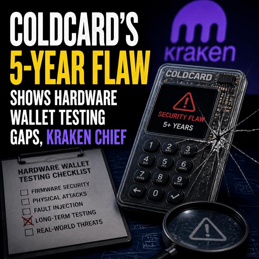Coldcard’s 5-Year Flaw Shows Hardware Wallet Testing Gaps, Kraken Chief Coldcard’s 5-Year Flaw Shows Hardware Wallet Testing Gaps, Kraken Chief