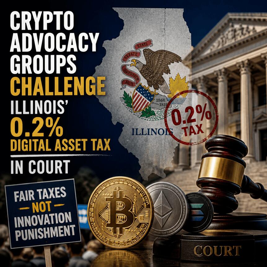 Crypto Advocacy Groups Challenge Illinois’ 0.2% Digital Asset Tax In Court