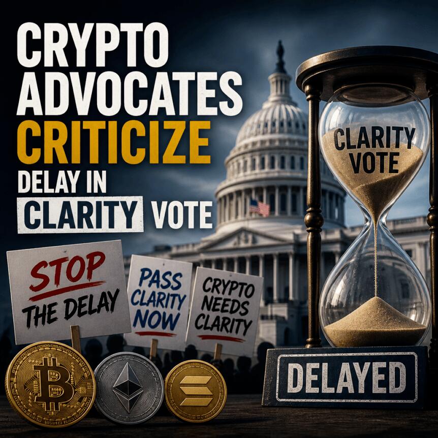 Crypto Advocates Criticize Delay in CLARITY Vote Crypto Advocates Criticize Delay In Clarity Vote