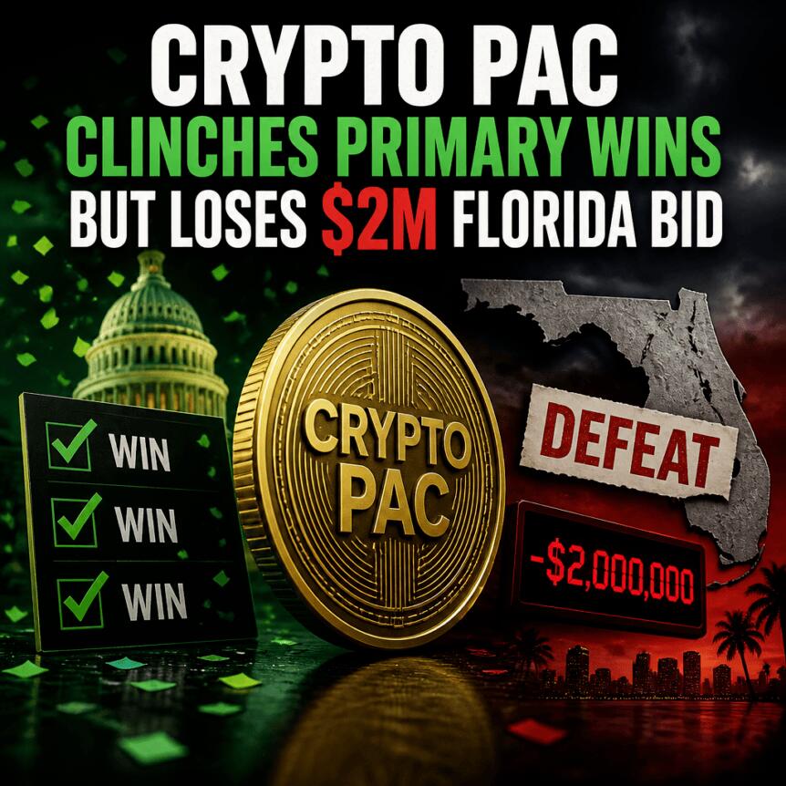 Crypto PAC Clinches Primary Wins but Loses $2M Florida Bid
