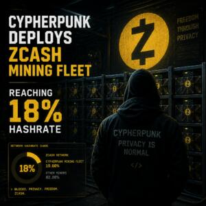 Cypherpunk Deploys Zcash Mining Fleet, Reaching 18% Hashrate Cypherpunk Deploys Zcash Mining Fleet, Reaching 18% Hashrate