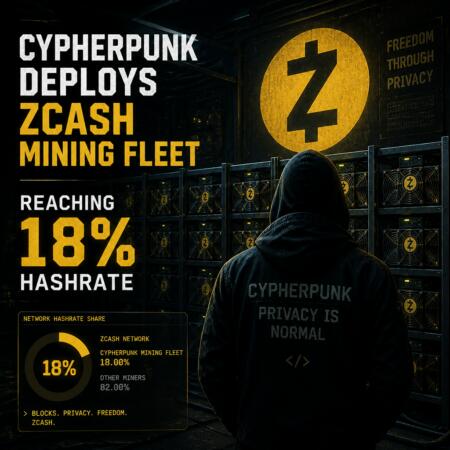 Cypherpunk Deploys Zcash Mining Fleet, Reaching 18% Hashrate Cypherpunk Deploys Zcash Mining Fleet, Reaching 18% Hashrate