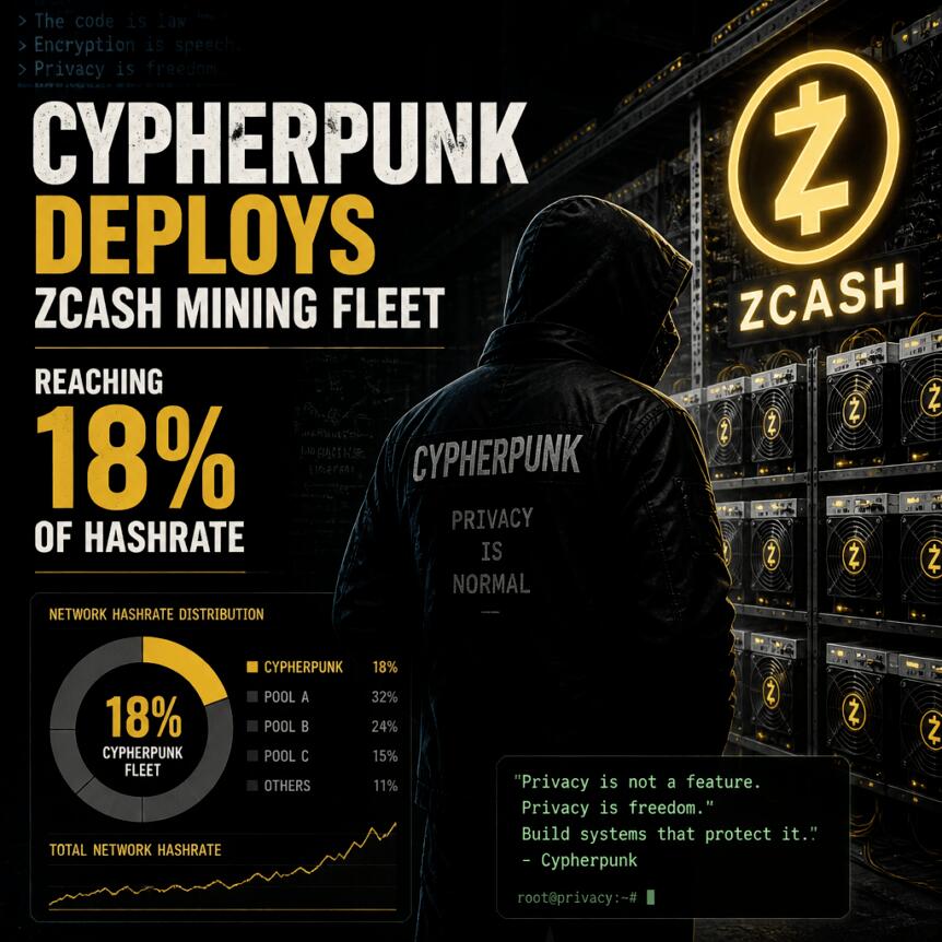 Cypherpunk Deploys Zcash Mining Fleet, Reaching 18% of Hashrate Cypherpunk Deploys Zcash Mining Fleet, Reaching 18% Of Hashrate
