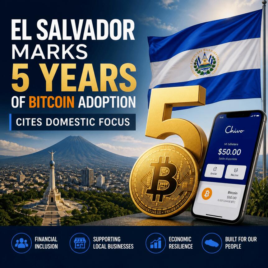 El Salvador Marks 5 Years of Bitcoin Adoption, Cites Domestic Focus
