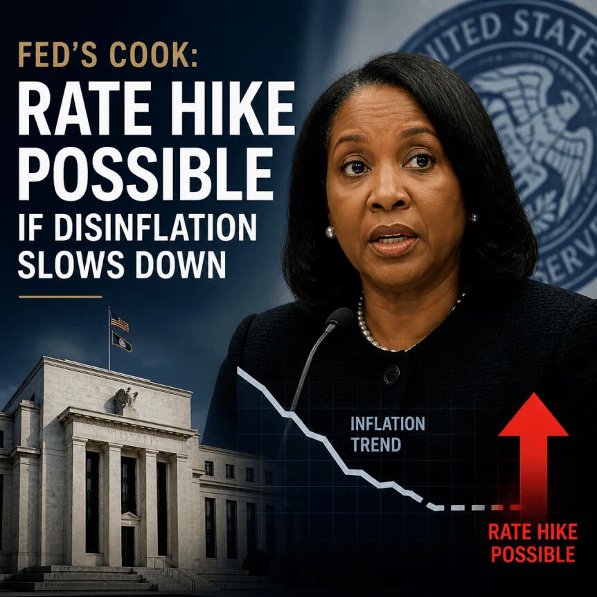 Fed’s Cook: Rate Hike Possible If Disinflation Slows Down