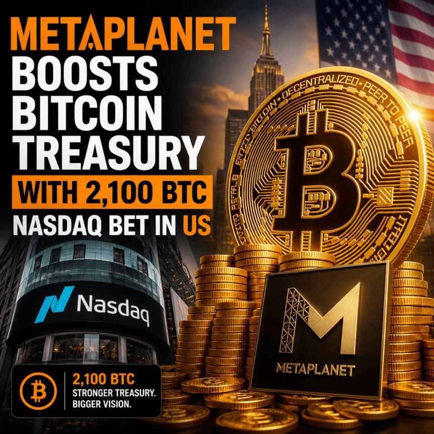 Metaplanet Boosts Bitcoin Treasury With 2,100 Btc Nasdaq Bet In Us