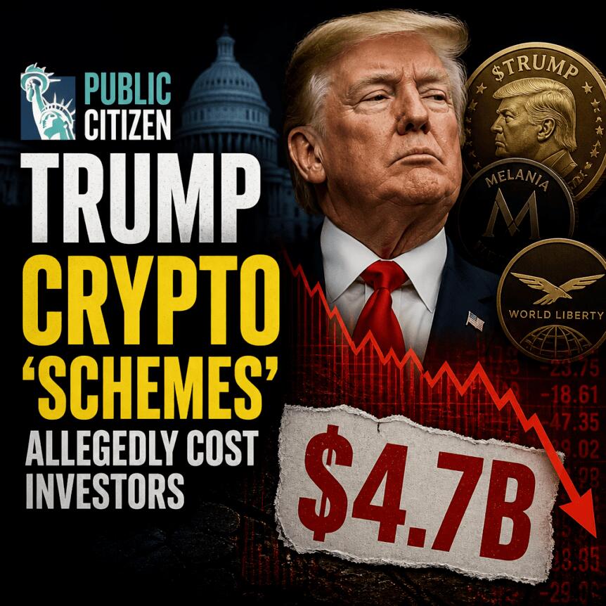 Public Citizen: Trump Crypto ‘Schemes’ Allegedly Cost Investors $4.7B Public Citizen: Trump Crypto ‘schemes’ Allegedly Cost Investors $4.7b