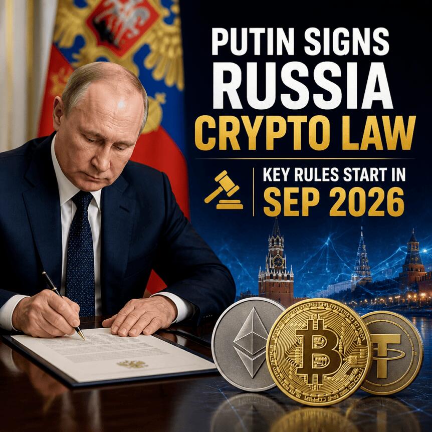 Putin Signs Russia Crypto Law; Key Rules Start in Sep 2026 Putin Signs Russia Crypto Law; Key Rules Start In Sep 2026