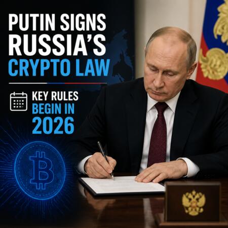 Putin Signs Russia’s Crypto Law; Key Rules Begin in 2026 Putin Signs Russia’s Crypto Law; Key Rules Begin In 2026