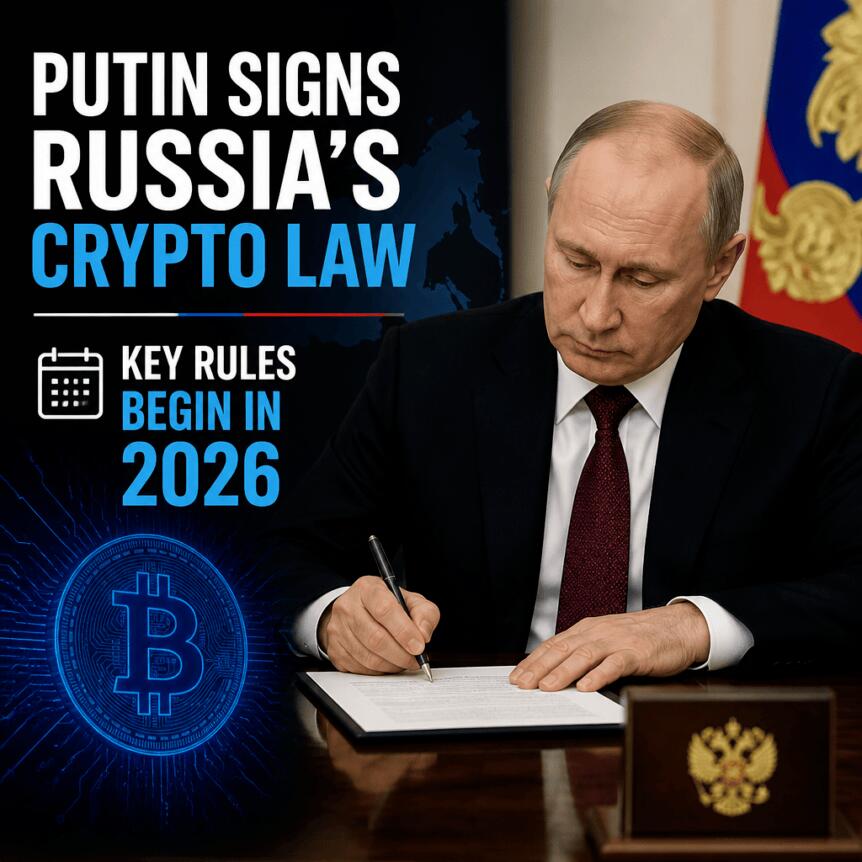 Putin Signs Russia’s Crypto Law; Key Rules Begin In 2026