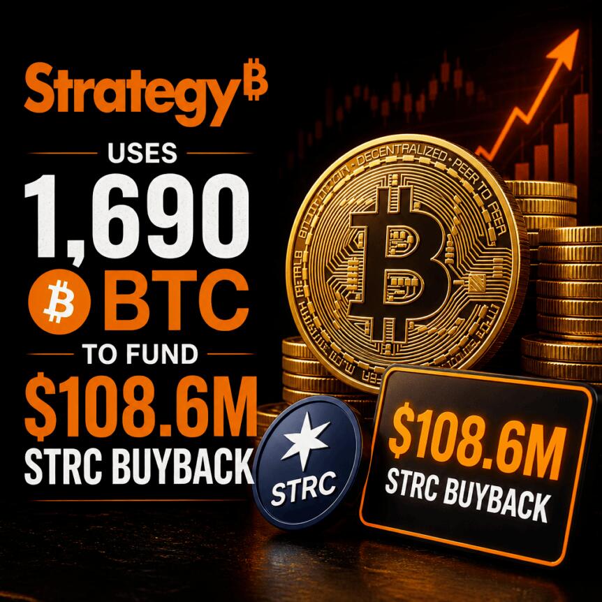 Strategy Uses 1,690 BTC to Fund $108.6M STRC Buyback Strategy Uses 1,690 Btc To Fund $108.6m Strc Buyback