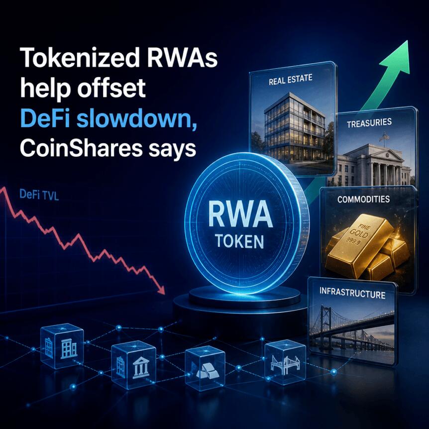 Tokenized RWAs help offset DeFi slowdown, CoinShares says Tokenized Rwas Help Offset Defi Slowdown, Coinshares Says