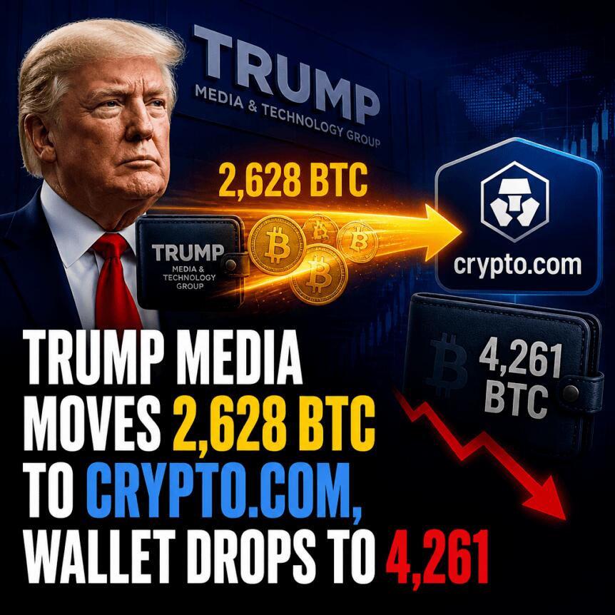 Trump Media Moves 2,628 BTC to Crypto.com, Wallet Drops to 4,261 Trump Media Moves 2,628 Btc To Crypto.com, Wallet Drops To 4,261