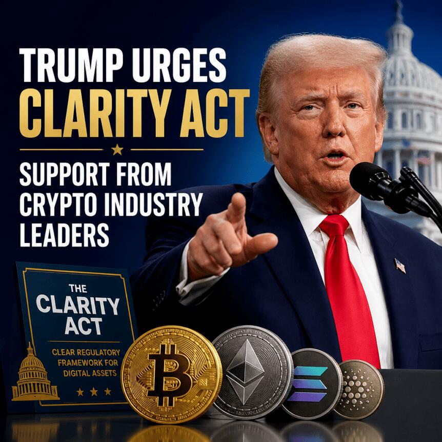 Trump Urges Clarity Act Support From Crypto Industry Leaders